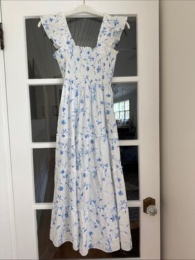 Hill House Home White Dress with Light Blue Floral